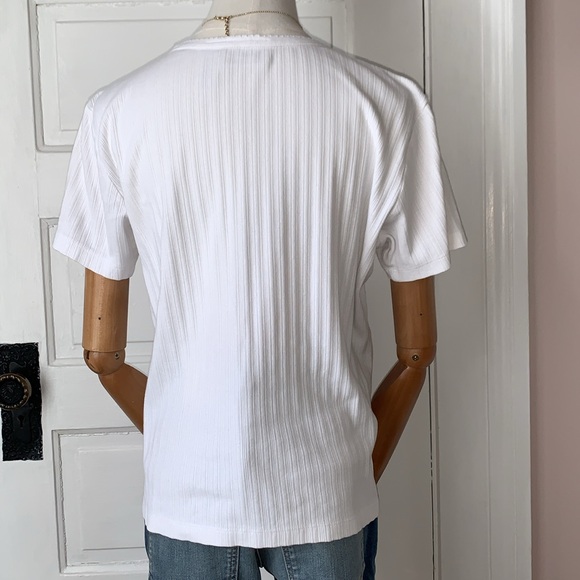 VINTAGE LIZ CLAIBORNE RIBBED V NECK BUTTON DOWN SHORT SLEEVE - Picture 5 of 7